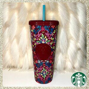 🍁 NWT Starbucks 2025 Fall Floral Studded Venti 24oz Cold Cup Tumbler